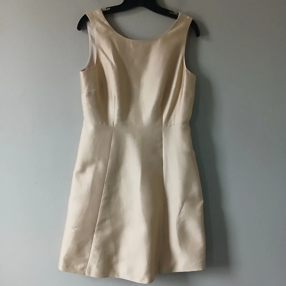 Talbots Women's Size 8P Gold Silk Cotton Midi A-line Dress Satin Lined NWT $199!